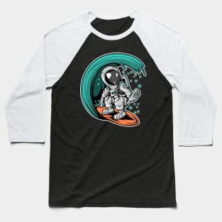 Astronaut Surfing Baseball T-Shirt